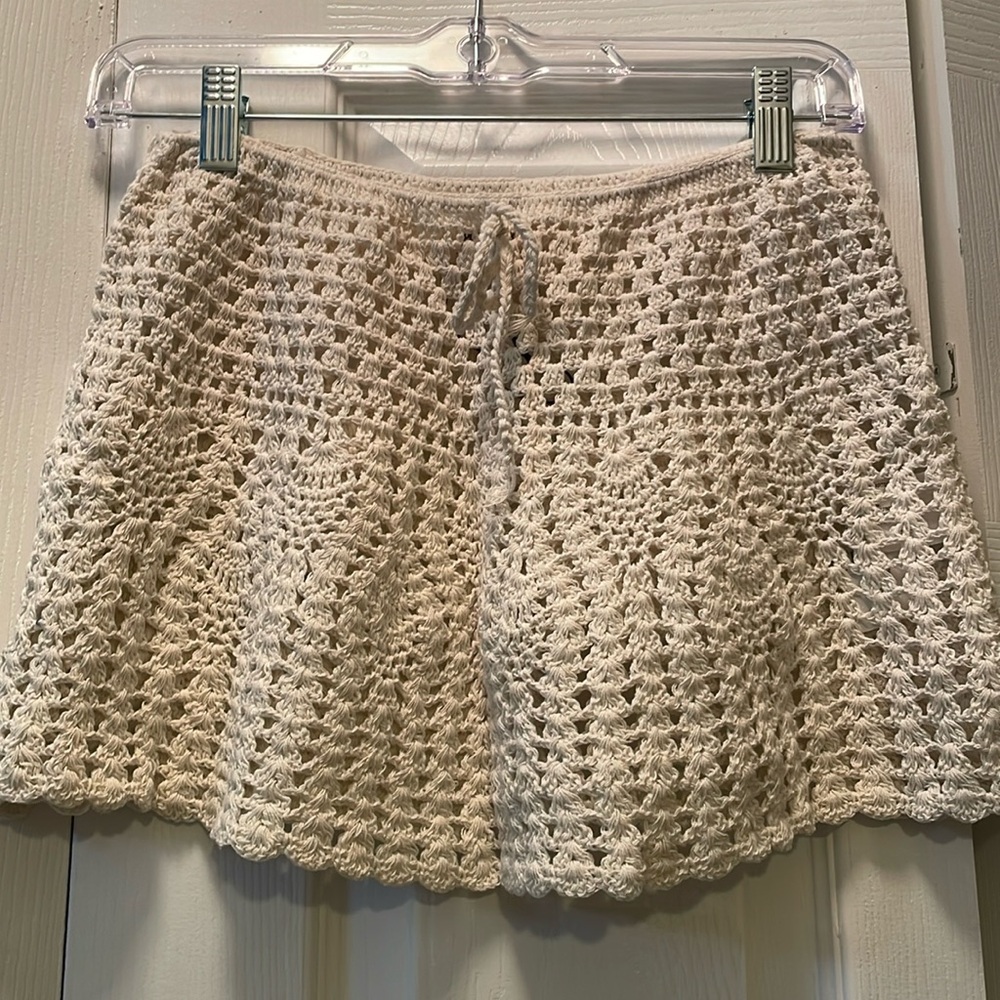 Crochet mini skirt cover up